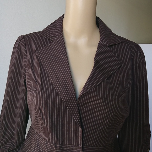 Rampage Brown Pinstripe Peplum Blazer Size M - Picture 3 of 7